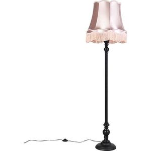 QAZQA classico - Klassieke Vloerlamp | Staande Lamp met kap - 1 lichts - H 1660 mm - Roze - Woonkamer | Slaapkamer | Keuken