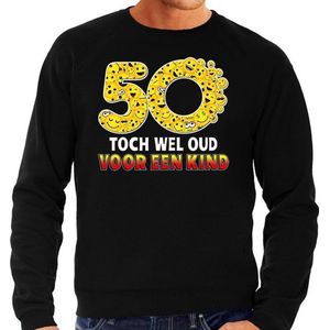 Funny emoticon sweater 50 Toch wel oud voor een kind zwart voor heren - Fun / cadeau trui voor 50e verjaardag / Abraham XXL