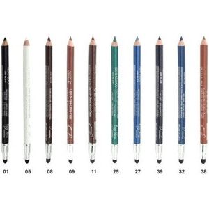 Easy Paris - Set met 10 stuks - Oogpotlood en Lippotlood - Extra Waterproof - Zwart - Wit - Donker Bruin - Warm Bruin - Bruin - Keizerlijk Groen - Kobalt Blauw - Donker Blauw - Blauw - Licht Bruin - Met puntenslijper en smudger/vervager - 10 Stuks