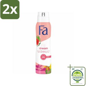 Fa - Deodorant Spray - Fiji Dream - Watermeloen & Ylang Ylang - 48 uur Bescherming - Anti-transpirant - 150 ml - Voordeelverpakking - 2 stuks - Deospray - Anti-transpirant