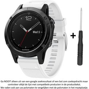 Wit Siliconen horlogebandje geschikt voor Garmin Fenix 5 (& 5 Plus & Sapphire) / Forerunner 935/945 / Quatix 5 &5 Sapphire / Fenix 6 &6 Plus / Approach S60 & S62 / MARQ / D2 Delta – Maat: foto – Quickfit Compatibel – 22 mm white smartwatch strap