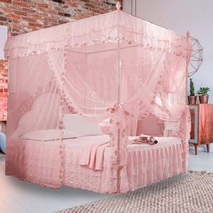 TTGoods - Luxe bedgordijn voor prinsessen-slaapkamer, duurzaam muggennet, hemelbed (roze, 150x200x200 cm)