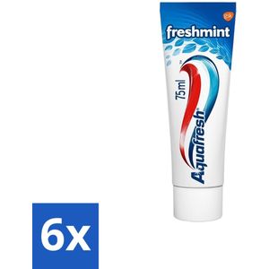6 x Aquafresh - Tandpasta - Freshmint 3-in-1 - Gezonde Tanden & Verfrissende Adem - 75 ml - Tandpasta - Frisse Adem - Tanden Beschermen - Fluoride - Gaatjes