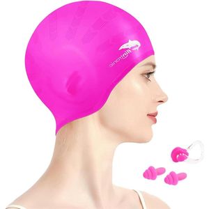 Siliconen Oren Badmutsen Volwassen Zwemmuts Lang Haar - Hypoallergene Waterdichte Badmuts Heren Dames Kinderen