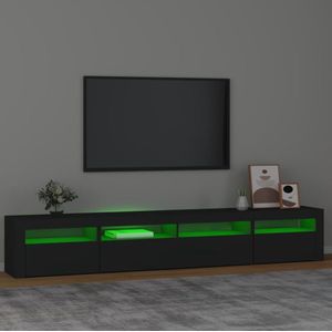 The Living Store TV-meubel LED-verlichting - Wit bewerkt hout - 240 x 35 x 40 cm - Opbergruimte