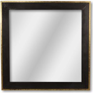 Day Wandspiegel - 90x90 cm - Goud/Zwart - Teak - spiegel rond, spiegel goud, wandspiegel, wandspiegel rechthoek, wandspiegel industrieel, wandspiegel zwart, wandspiegel rond, wandspiegels woonkamer, decoratiespiegel