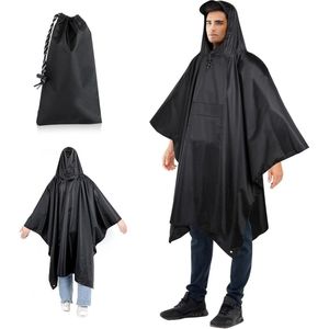 Waterdichte 3-in-1 regenponcho voor heren en dames - Zwart - S-L Grande Corto