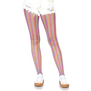 Lurex rainbow fishnet tights