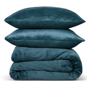 PHLOX Dekbedovertrek Flanel Fleece - Eenpersoons 140x220 cm + 1 Kussensloop - Zacht & Huidvriendelijk - Petrol