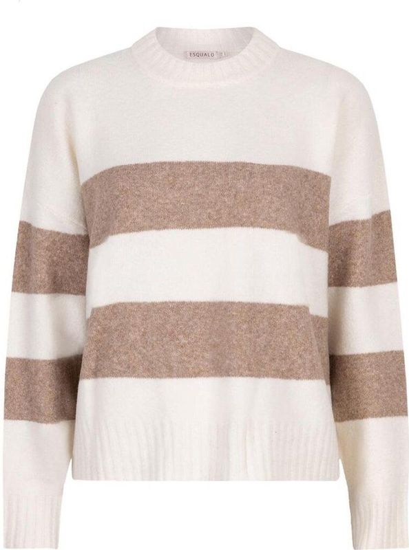 Esqualo Dames trui ecru (Maat: XS) - Streep - Halslijn: Ronde hals,