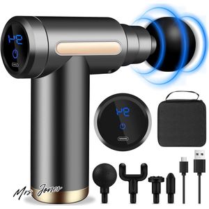 Mrs. Jones Mini-spiermassagegeweer ultrastil 6 snelheden 4 massagekoppen LCD-scherm draagbaar elektrische stimulators spierpijn verlichten .