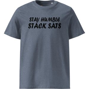 Stay Humble - Bitcoin T-shirt - Unisex - 100% Biologisch Katoen - Kleur Donker Blauw - Maat S | Bitcoin cadeau| Crypto cadeau| Bitcoin T-shirt| Crypto T-shirt| Bitcoin Shirt| Bitcoin Merchandise| Crypto Merchandise| Bitcoin Kleding