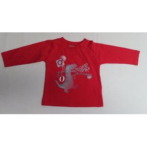 Wiplala - T-Shirt lange mouw - Jongens - Rood - Dino - 6 maand 68