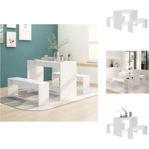 vidaXL Eethoek - - Eetset - 102 x 50 x 75 cm - Wit Hout - Ruime zitruimte - Set tafel en stoelen