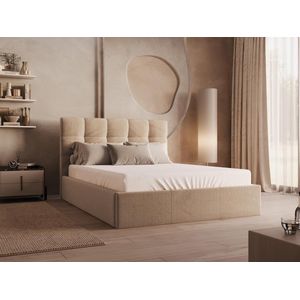 PASCAL MORABITO Bed met opbergruimte 140 x 190 cm - Fluweel - Beige + matras - MIRDAL van Pascal Morabito L 153 cm x H 104 cm x D 200 cm