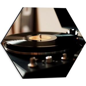 Dibond Hexagon - Foto van Platenspeler - 30x26.1 cm Foto op Hexagon (Met Ophangsysteem)