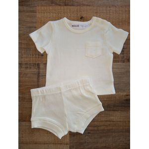 Minoti - rib setje - off-white - summer set - maat 56/62
