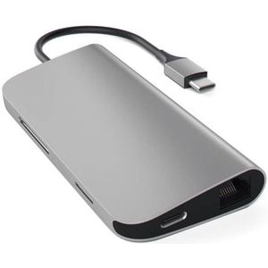 USB-C Hub Multiport Adapter, Dockingstation met 4K HDMI, 60W PD-opladen, 3 USB-A, Ethernet, Micro/SD-kaartlezer, Geschikt voor MacBook Pro/Air M1 M2 M3, Windows - Spacegrijs