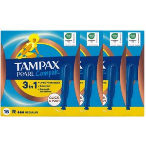 Tampax Pearl Compak Tampons REGULAR- 4X16 VOORDEELVERPAKKING