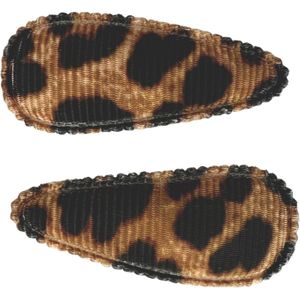 Baby haarspeldjes met stof - leopard