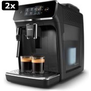 2x Philips 2200 Serie EP2221/40 - Espressomachine - Zwart & RVS