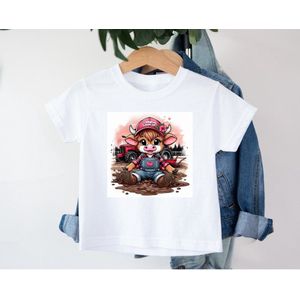 Kinder T-shirt met vrolijke print -boeren - tractor- wrangler -koeien -dieren - boy -girl - cow 8