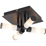 QAZQA bath - Moderne Plafondlamp - 4 lichts - L 23 cm - Zwart - Buitenverlichting