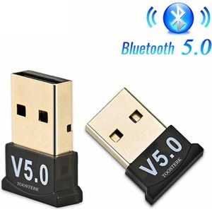 Draadloze USB-adapter met Bluetooth 5.0 voor een stabiele en snelle verbinding op desktop en laptop. Ondersteunt zowel zenden als ontvangen van audio en data.