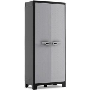 Titanium Kunststof Kast - Hoog - Zwart/Grijs - 80 x 44 x 182 cm - Inclusief 4 Legplanken met 30 kg Draagkracht - UV- en Waterbestendig - Van 70% Gerecyclede Materialen