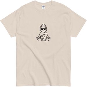 Minimalistisch Boeddha T Shirt - Grappig Spiritueel Design - Beige - Maat 2XL