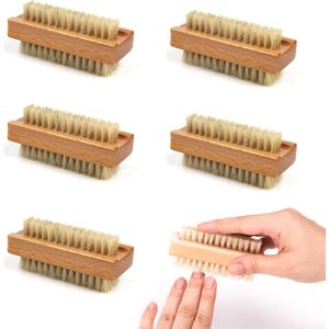 My Ninki ® Houten Dubbelzijdige Hand- en Nagelborstel Set voor Veelzijdig Gebruik - 5 Stuks