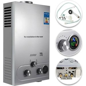 Shoppee Campinggeiser 6 liter - Boiler 6 ltr -Lpg Propaan Gas Instant Boiler - Ketel outdoor Roestvrij Staal - Ideaal Voor Camper - Camping - Snel Heet Water - Inclusief Douche - Boiler - Keukenboiler - Boot