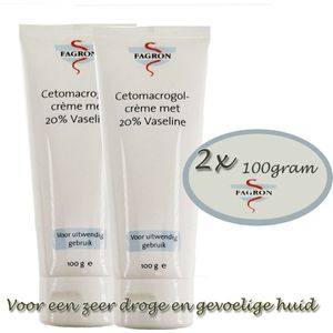 2x Fagron Cetomacrogolcrème Met 20% Vaseline - 100 ml - Voordeelverpakking!