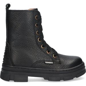 Braqeez 424751-589 Meisjes Veterboots - Zwart - Leer - Veters