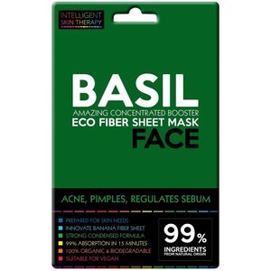 Home spa sheet mask BASIL booster eco fiber anti-acne 2 stuks