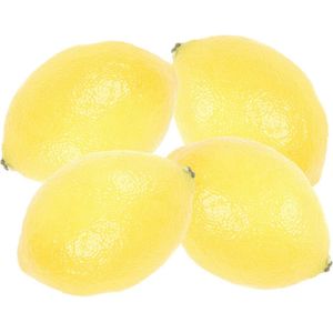 Set van 4x stuks nepfruit/Kunstfruit/deco fruit gele citroen 8 cm - Fruitschaal maken