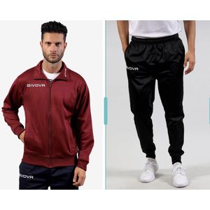 Givova Trainingspak, Bordeaux Rood/Zwart, maat 2XL