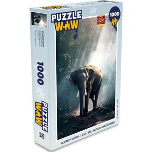 Puzzel Olifant - Dieren - Licht - Bos - Natuur - Wilde dieren - Legpuzzel - Puzzel 1000 stukjes volwassenen