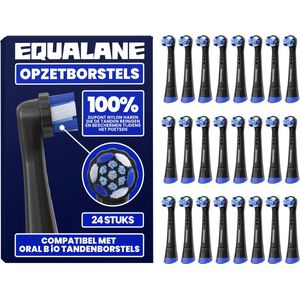 EQUALANE - Opzetborstels geschikt voor Oral B iO tandenborstels - Zwart - 24 Stuks