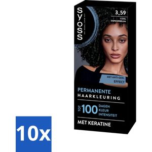 10 x SYOSS - Coloration 3-59 Cool Donkerbruin - Haarverf - Grijsdekking - Vermindert Haarbreuk - Haarverf - Grijsdekking - Donkerbruin - Keratine - Haarverzorging