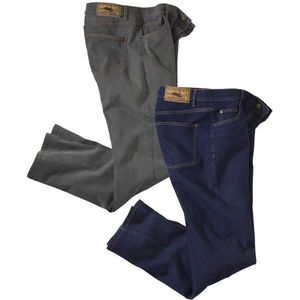 ATLAS FOR MEN - Herenjeans regular - stretch herenjeans - rechte snit - herenbroek - verkrijgbaar in grote maten, donkerblauw, grijs., 44