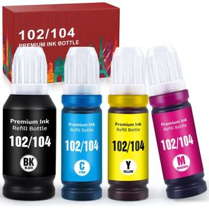 Premium Inkt - Geschikt voor Epson Ecotank 102/104 - Zwart en Kleur - 70ML