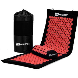 Hop-Sport Acupressuurset XL – Extra Lange Acupressuurmat met Kussen voor Ontspanning, Pijnverlichting en Bloedcirculatie – Spijkermat voor Massage, Stimulatie en Meditatie – Inclusief Draagtas – Rood