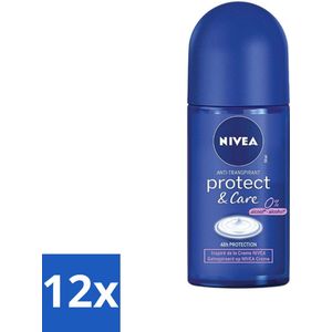 Nivea - Deodorant - Roller - Protect & Care - 48 Uur Lang Werkend - 50 ml - Voordeelverpakking - 12 stuks