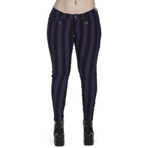 Banned - Forever Yours Striped Skinny fit broek - XS - Paars/Zwart