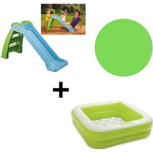 Glijbaan Little Tikes First Blauw + opblaaszwembad groen