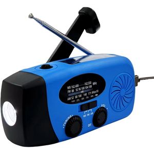 NovaWare Noodradio Solar Opwindbaar - Powerbank Zonneenergie met 5000mAh - FM/AM - Noodpakket - Draagbare Radio – Batterij - Blauw