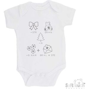 100% katoenen Romper Rebus ""Ik ben de allerliefste"" Unisex Katoen Wit/grijs Maat 62/68