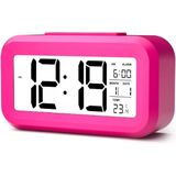 YONO Digitale Wekker - Alarm Klok met Temperatuur, Kalender en LED Verlichting - Roze