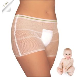 Set van 8 postpartum netbroekjes Postpartum ondergoed voor na de bevalling en keizersnede, voor een veilige bescherming van uw maandverband na de geboorte. (M)